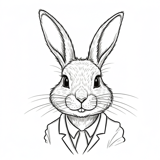 Mischievous rabbit sketch portrait